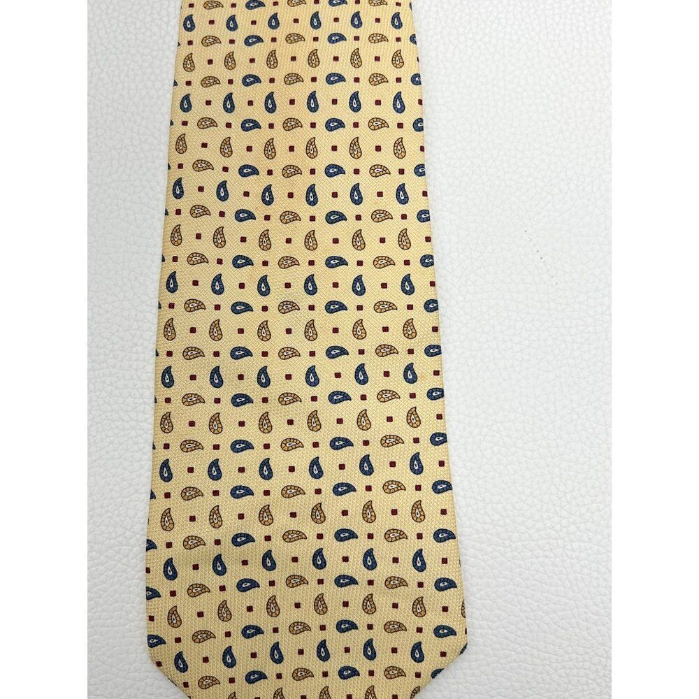 Tommy Hilfiger Men Yellow Blue Men Paisley Print Silk Necktie